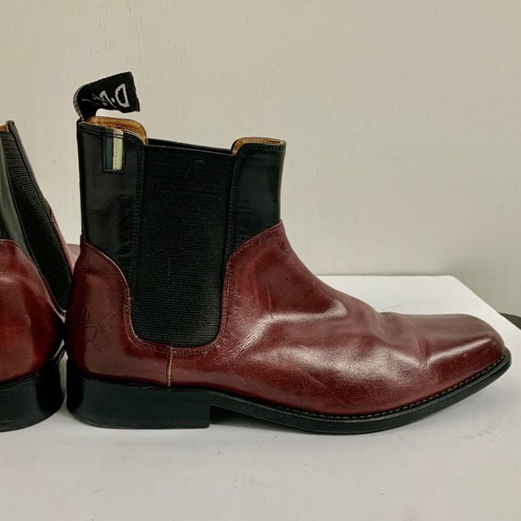 John FLUEVOG Values Gratitude Mens sz 8 burgundy stretch slip-on ankle boots main image 10